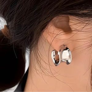 Creative C Shaped Hoop Earrings Zinc Alloy Jewelry